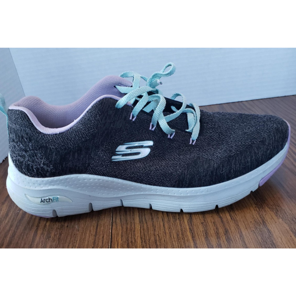 Skechers Comfy Wave Woman's Arch Fit Size 11 Black Lavender Shoes - Picture 10 of 15
